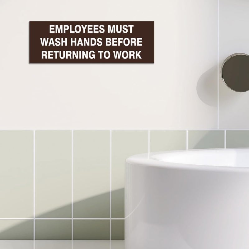 All Quality Basic Employees Must Wash Hands Door/Wall Sign - Brushed Gold - Small - Image 5